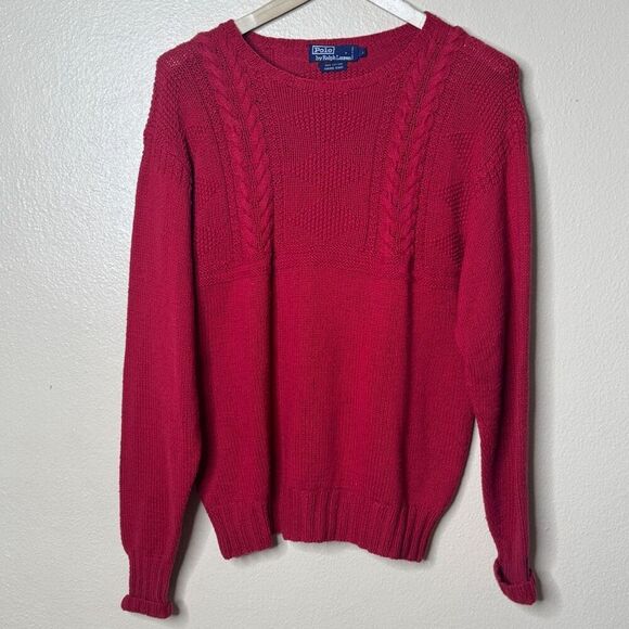 Ralph Lauren Other - Polo Ralph Lauren Sweater Men Large Red Hand Knit Crewneck  Preppy Vtg